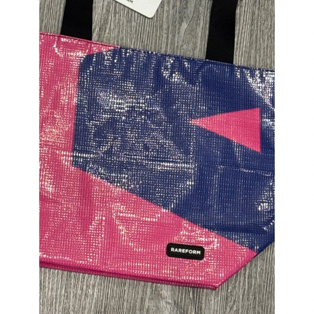Rareform Mini Blake Tote Bag Pink Navy Blue Repurposed Billboard Vinyl NWT